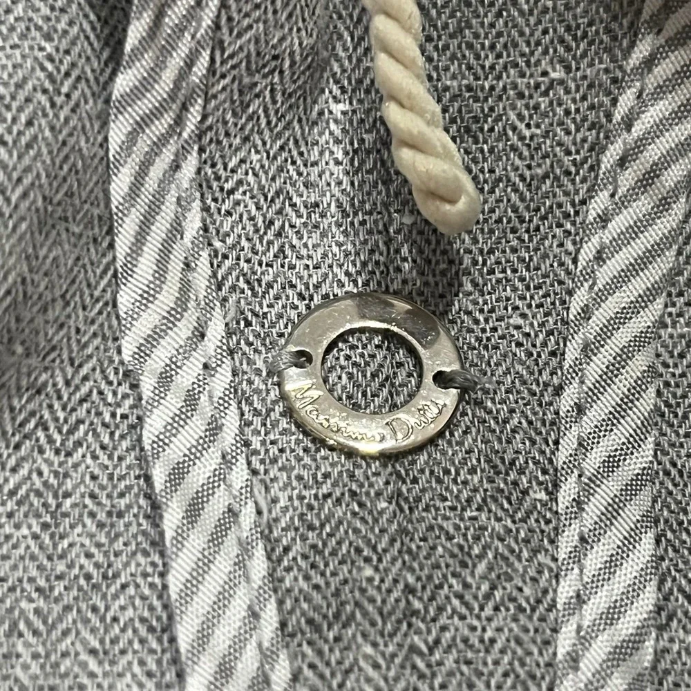 Massimo Dutti Grey Herringbone Silk Blend Open Front Blazer Jacket Size‎ 4